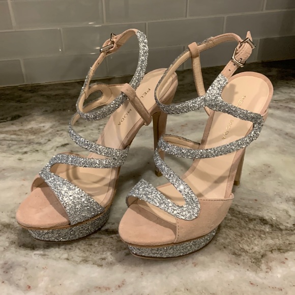Pelle Moda Shoes - NIB Pelle Moda Ansel Frosty Glitter/Kid Suede Heels Sandals